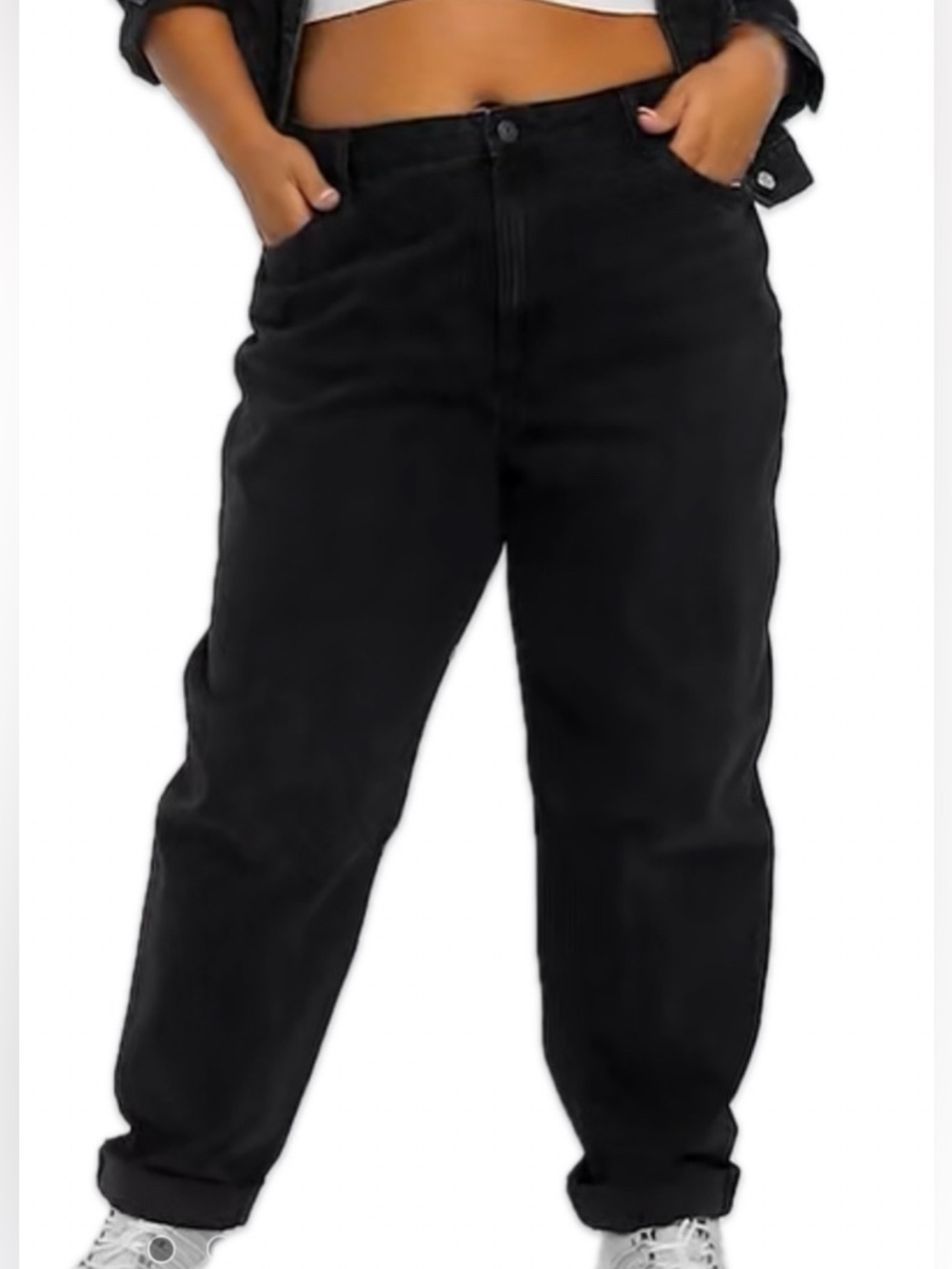 High Rise Relaxed Mom Jeans - Black - US 16 - Like New